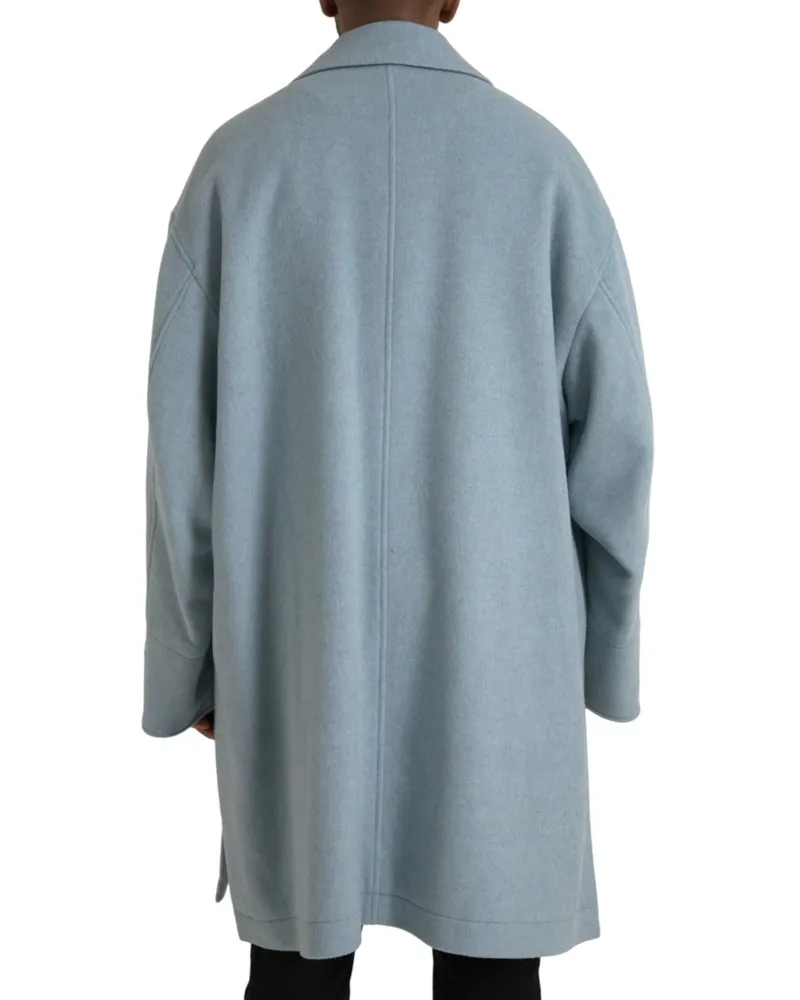 Dolce & Gabbana Virgin Wool Trench Coat — Blue Blue
