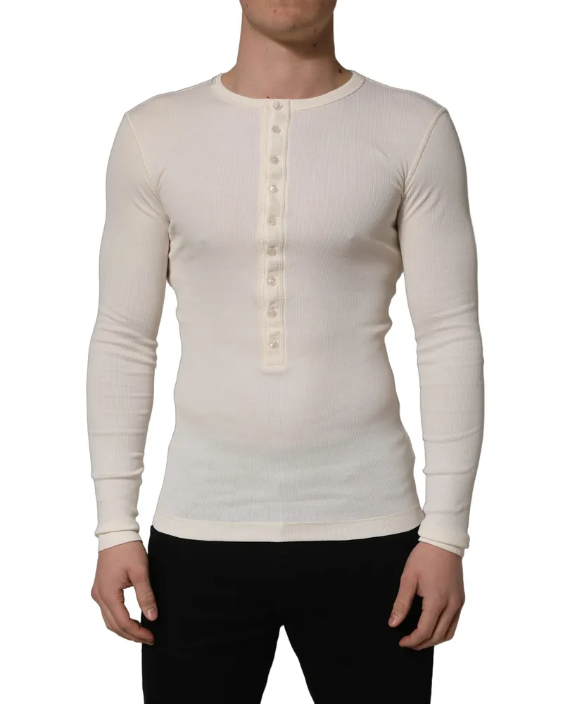 Dolce & Gabbana Henley Pullover Sweater — White White