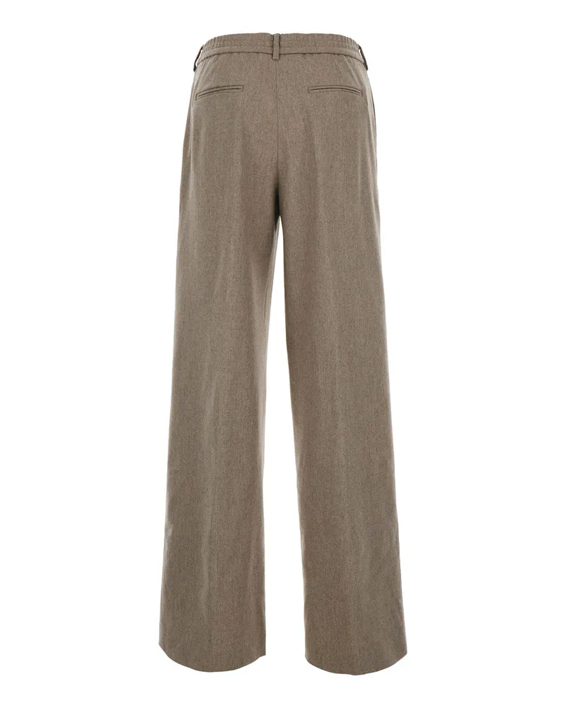 PT TORINO Women's Trousers High-Waist Beige Wool-Cashmere Wool And Cashmere Beige