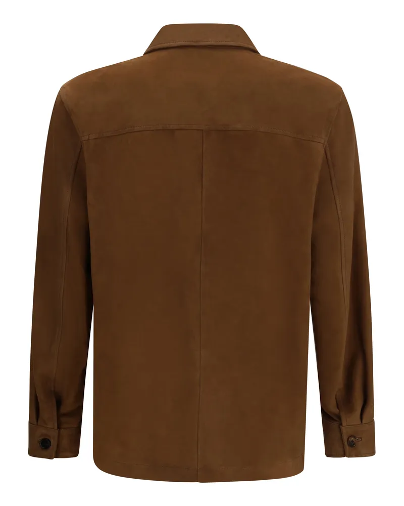 Umit Benan Men's Santiago Suede Jacket Caramel Lamb Ovis Aries Brown
