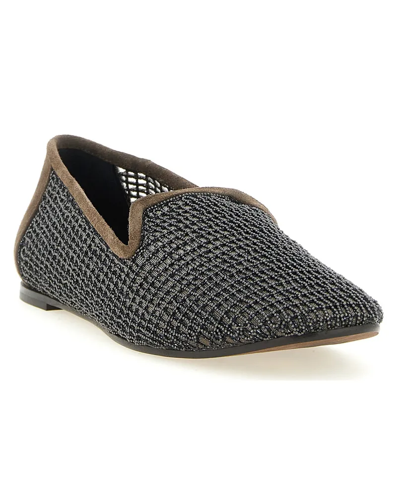 Brunello Cucinelli Embroidery Mesh Loafer — Brown Brown