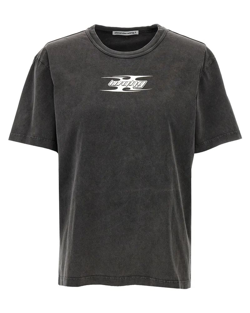 Alexander Wang Logo-Embossed T-Shirt — Charcoal Charcoal