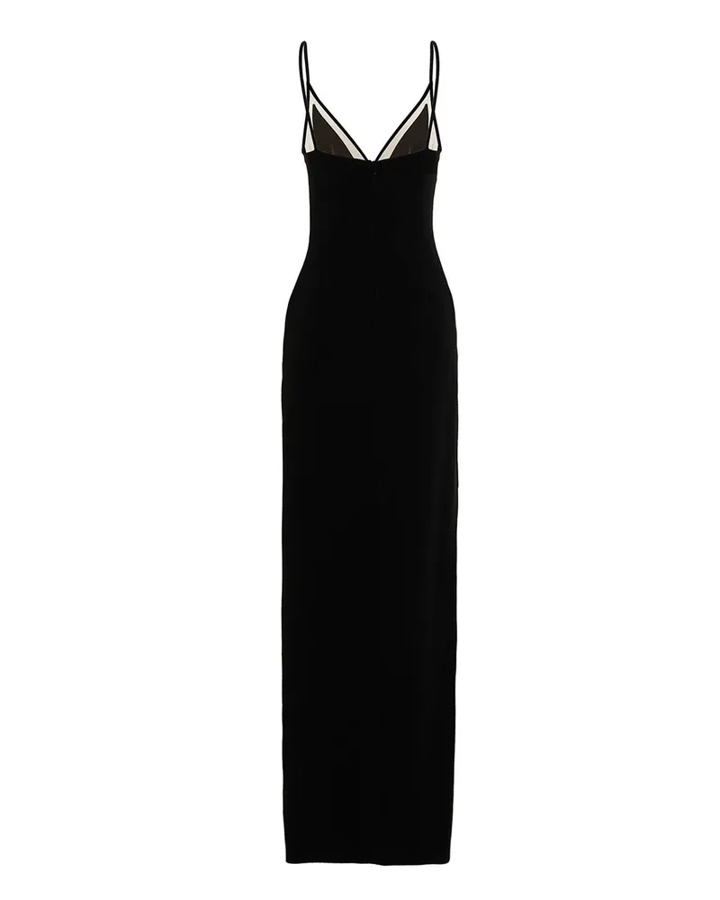 David Koma Viscose Blend Cami with Mesh Inserts Dress — Black Black
