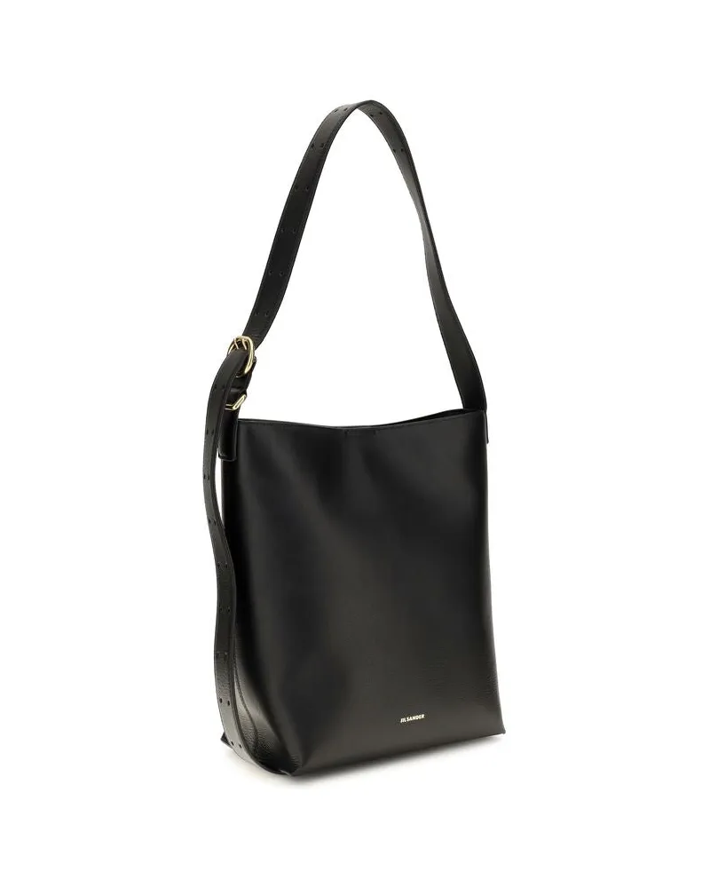 Jil Sander Women's Black Calf Leather Bos Taurus Handbag Bag Black