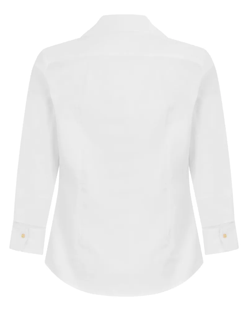 Elisabetta Franchi Women's Blouse Cotton V-Neck White Blouses Shirt White