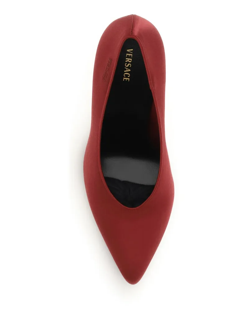 Versace Women's Gianni Satin Pumps Carminio Red-Gold 82 Viscose; Silk Red/gold '82 High Heel Shoes Red