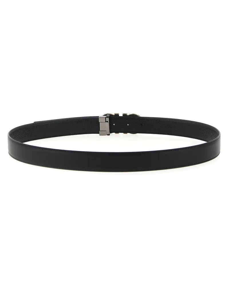 Ferragamo Men's Black Calfskin Regular Belt Black