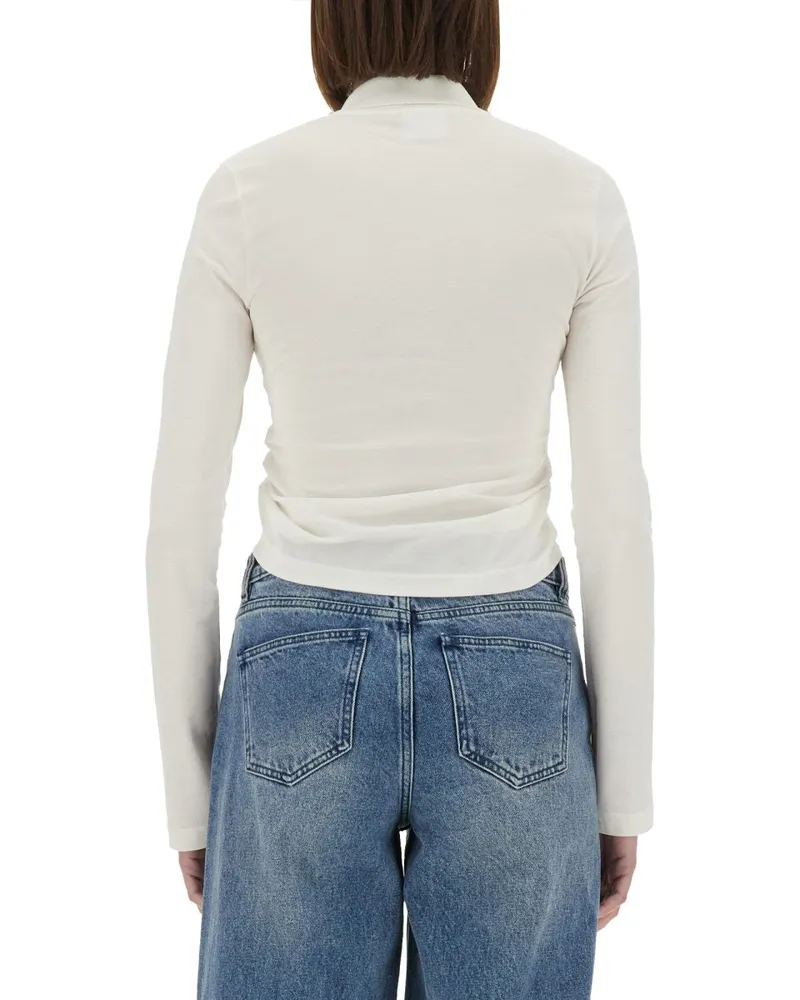 Courrèges Cropped Cotton Polo Shirt — White White