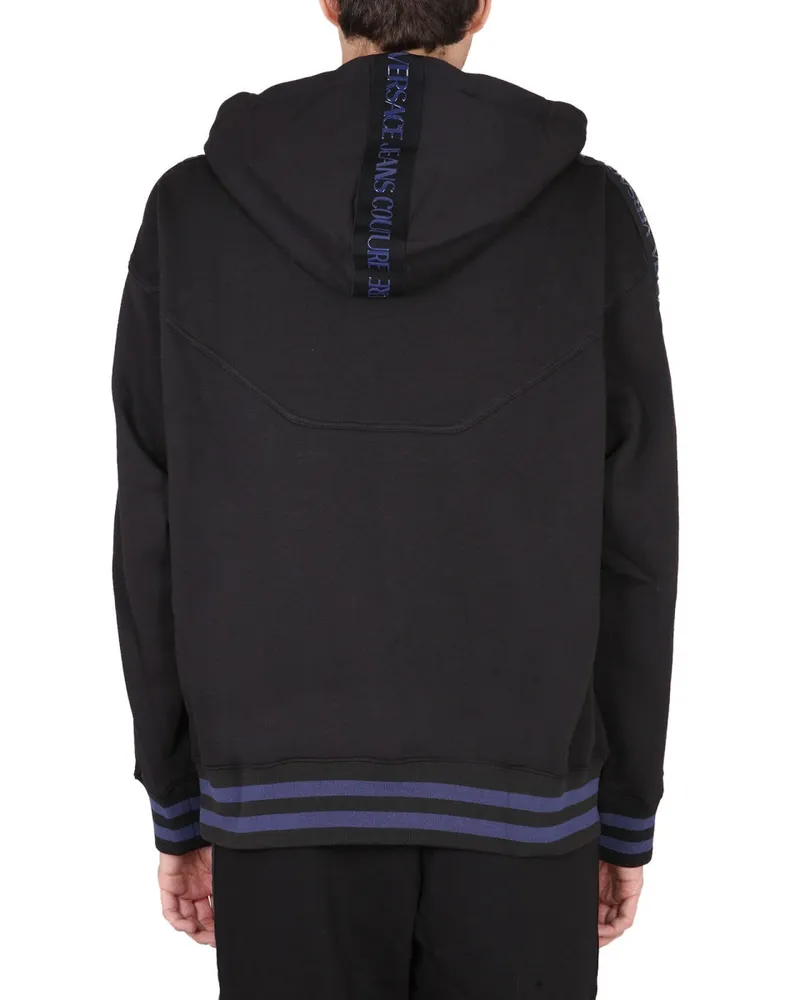 Versace Jeans Cotton Drawstring Hoodie — Black Black