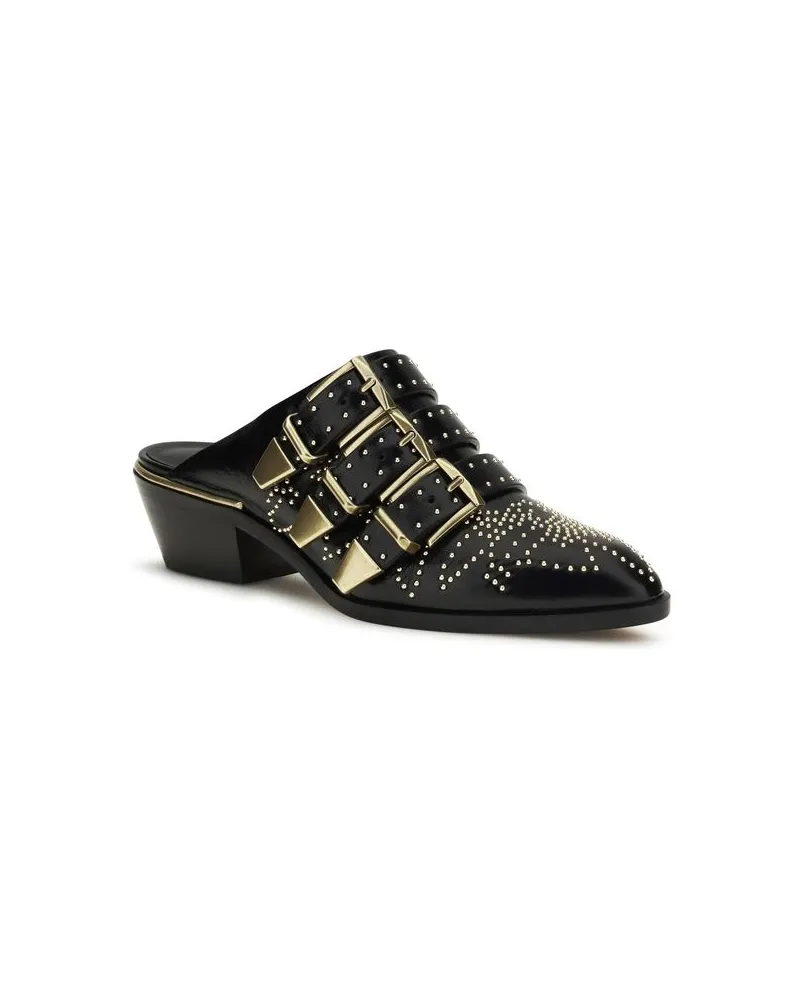 Chloé Women's Black Calf Leather Bos Taurus Mules Black