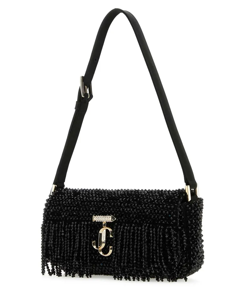Jimmy Choo Women's Black Satin Mini Avenue Shoulder Bag Blacklightgold Borse A Mano Black