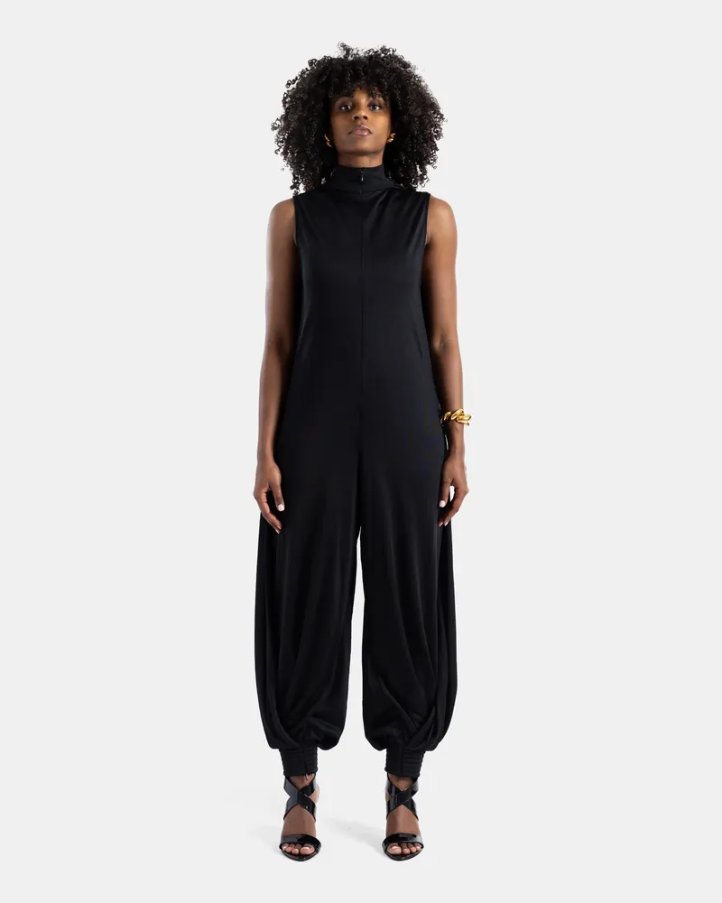 Alaïa Women's Draped High-Neck Black Jumpsuit Jumpsuits Dress Black