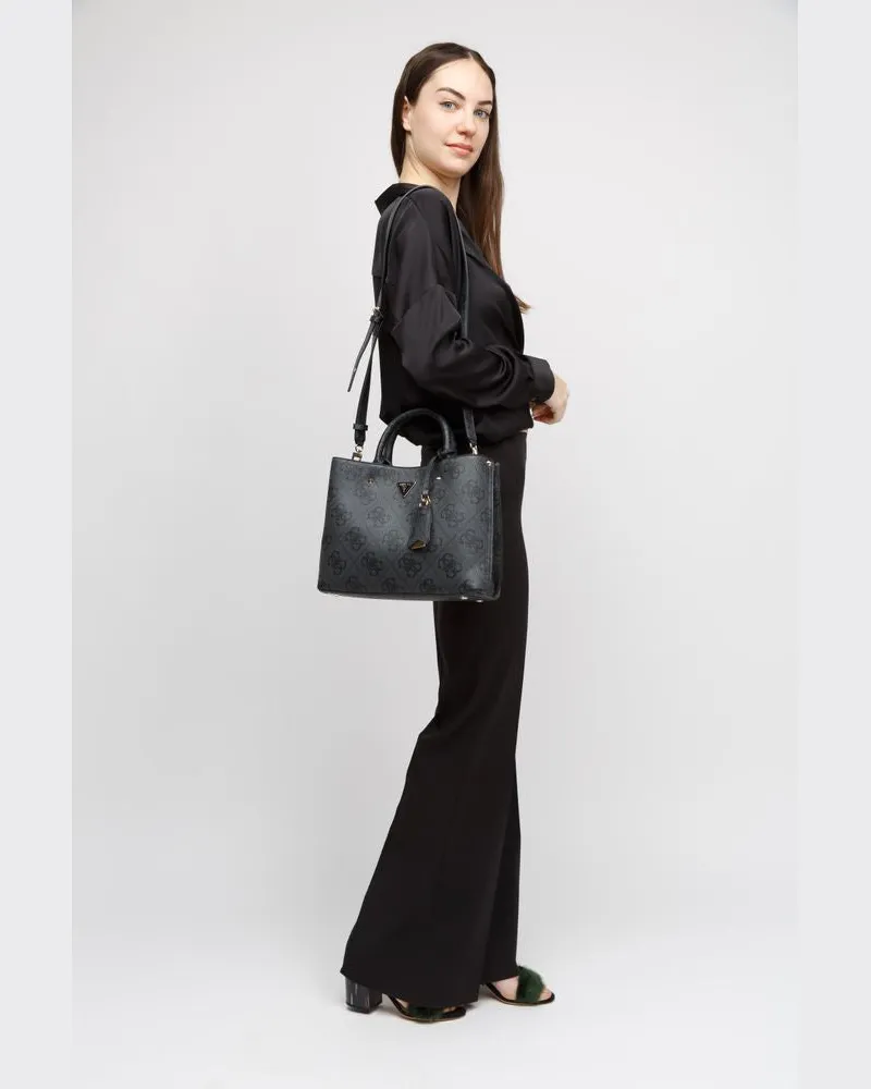 Guess Women's Satchel Bag Coal Logo Polyurethane - Satchel-Bags Black