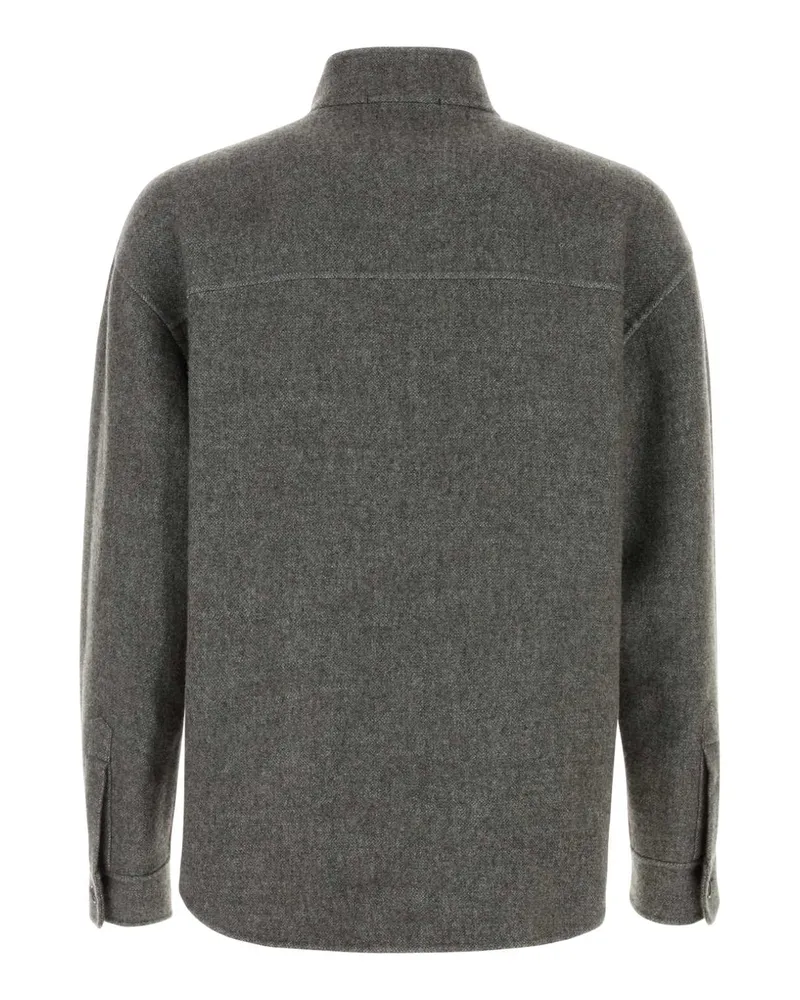 Giorgio Armani Men's Grey Silk Blend Overshirt Nocemelange Giacche E Gilet Jacket Gray