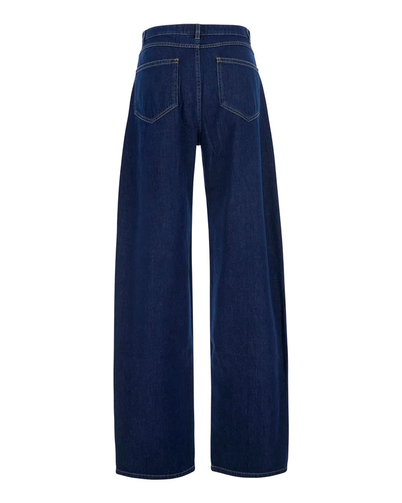 Max Mara Women's Trousers Blue Tech Fabric Cotton Blue