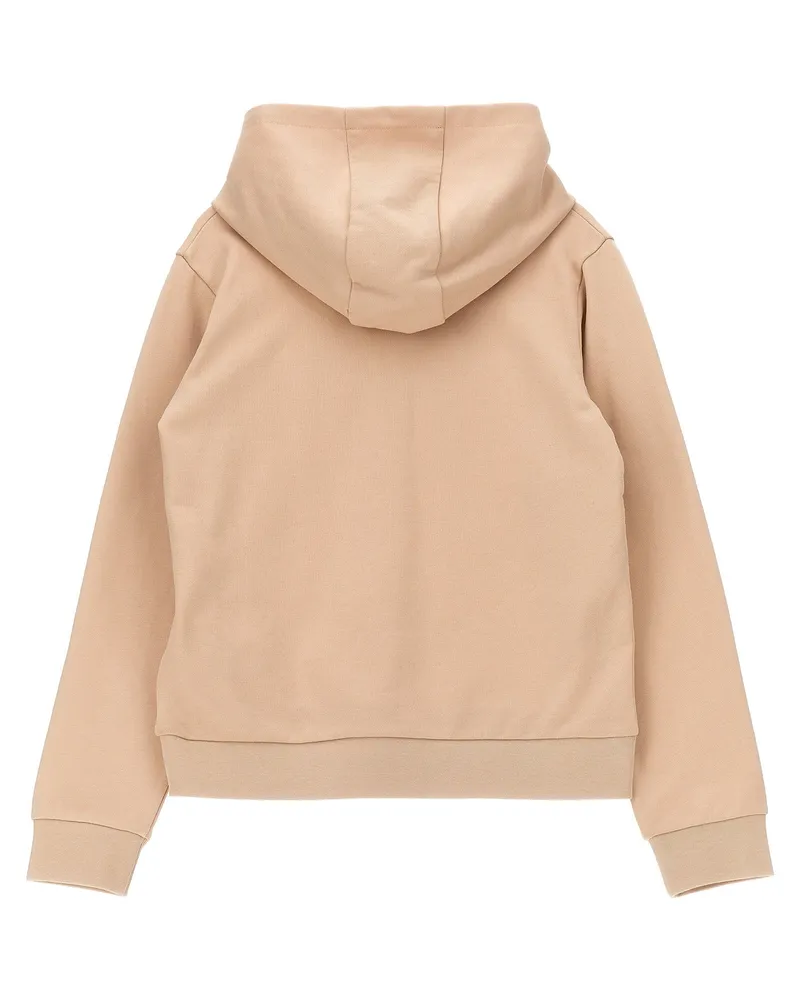 Moncler Embroidered Logo Cotton Hoodie — Beige Beige