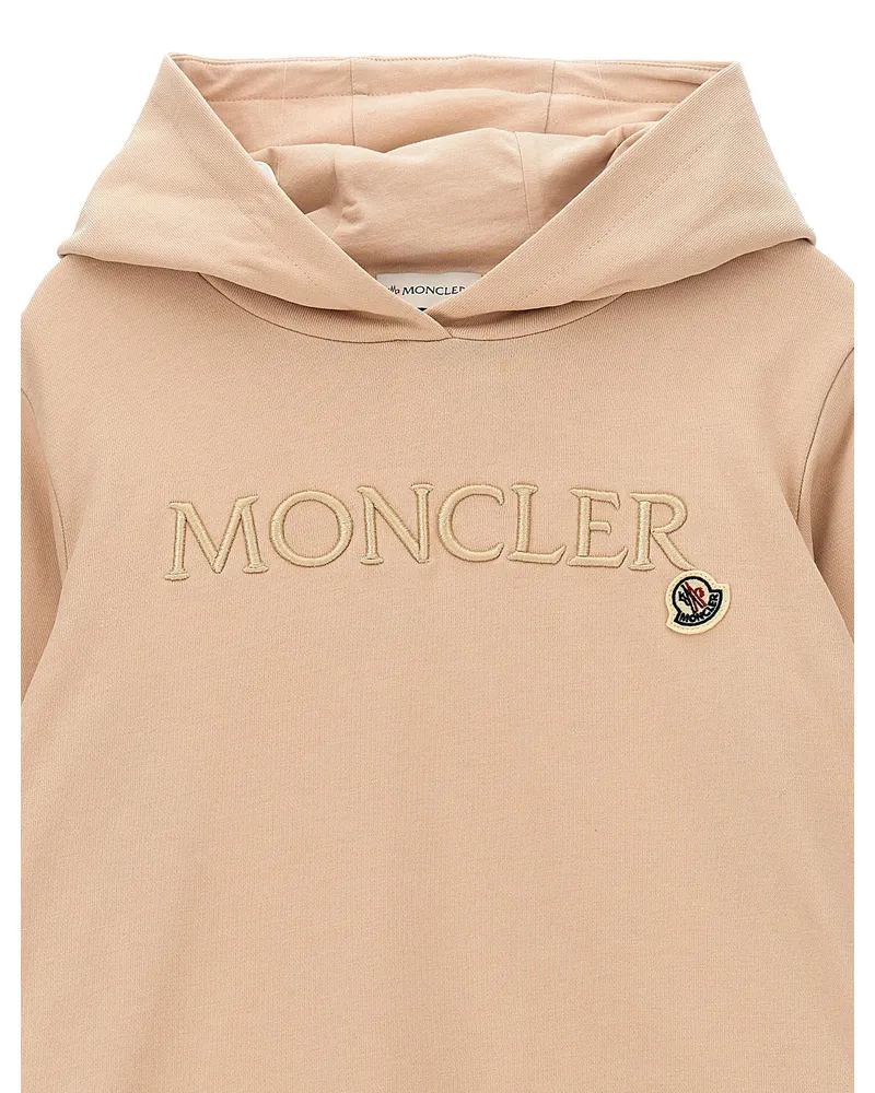 Moncler Embroidered Logo Cotton Hoodie — Beige Beige