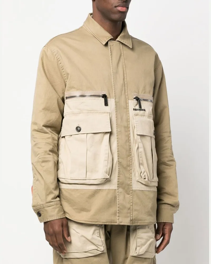 Dsquared2 Men's Flap Pocket Padded Coach Jacket Beige Clothing > Coats Beige