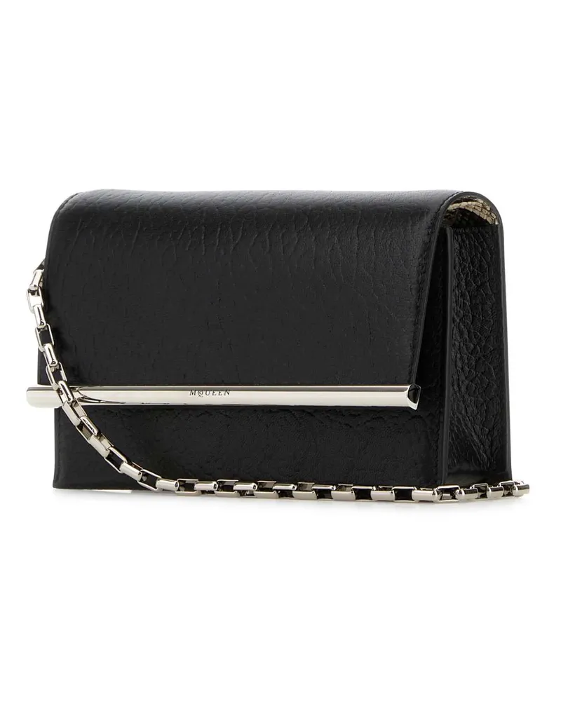 Alexander McQueen Women's Black Leather Mini Cross-Bar Clutch Blacksilver Black