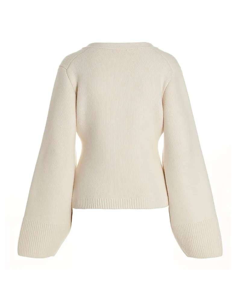 KHAITE Women's White Cashmere Cardigan Clothing White