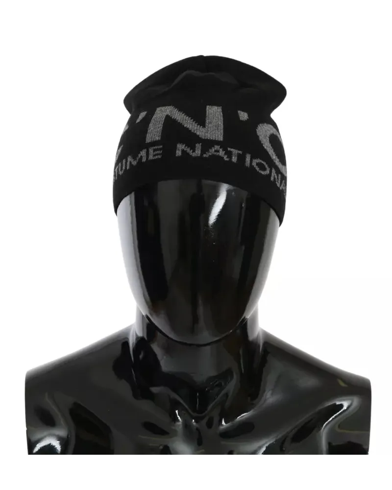 CoSTUME NATIONAL Men's Wool Blend Branded Beanie Black Acrylic Black