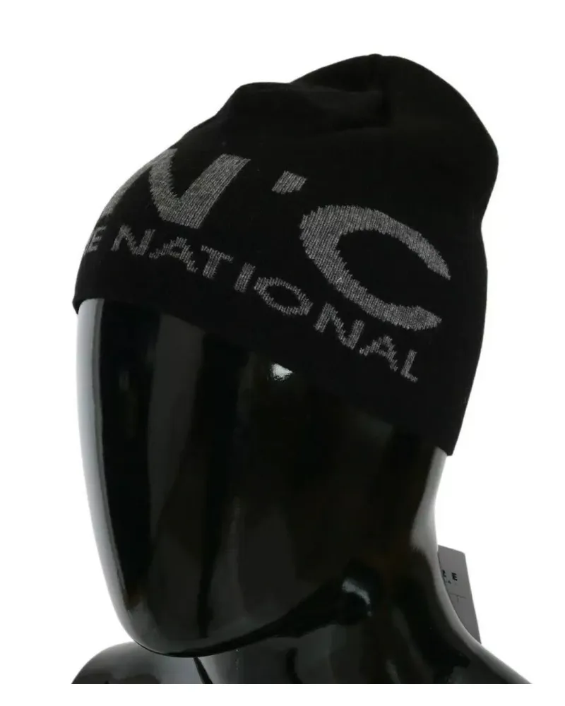 CoSTUME NATIONAL Men's Wool Blend Branded Beanie Black Acrylic Black