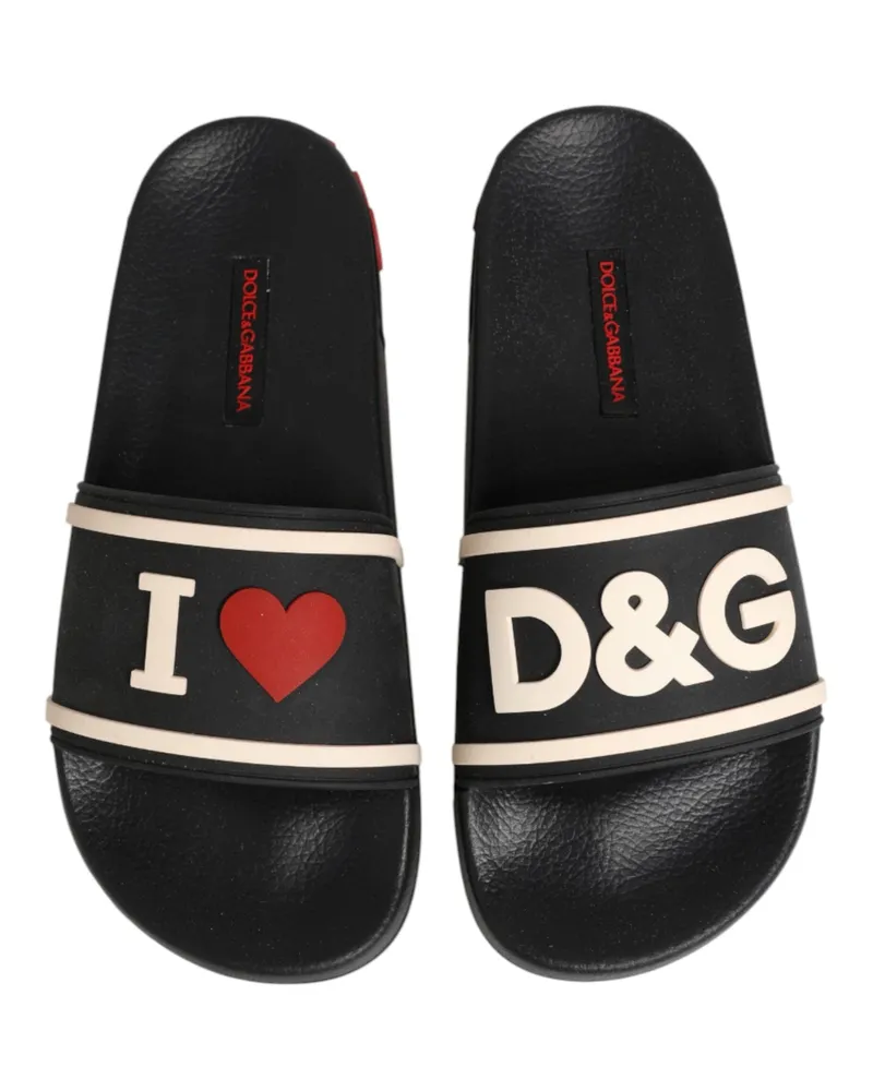 Dolce & Gabbana Women's Black Rubber Slides Sandals Beachwear Shoes Black