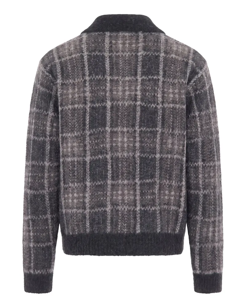 Our Legacy Grand Check Alpaca Knit Cardigan — Gray Gray