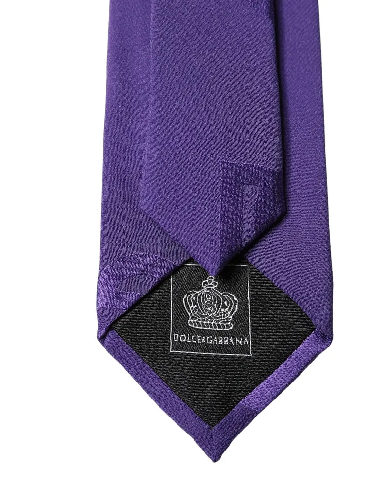 Dolce & Gabbana Purple Dg Logo Monogram Silk Adjustable Men Necktie Tie Purple