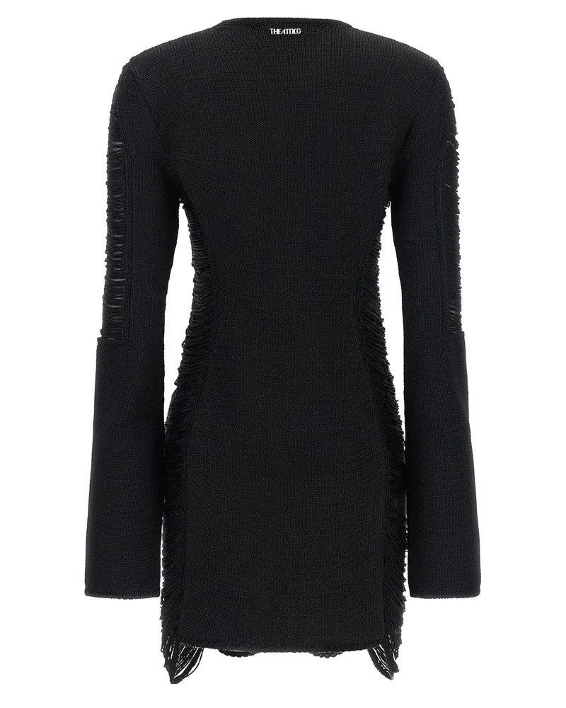 ATTICO Fringed Knit Dress — Black Black