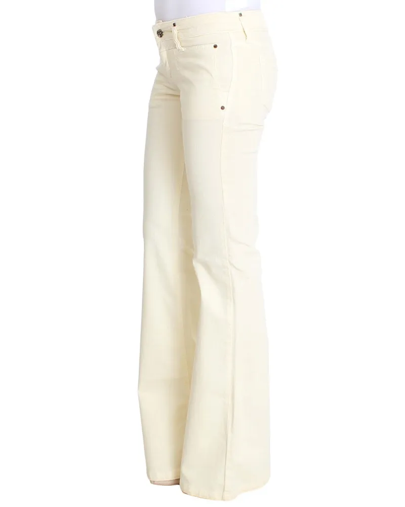 CoSTUME NATIONAL Women's White Cotton Stretch Flare Jeans Clothing White