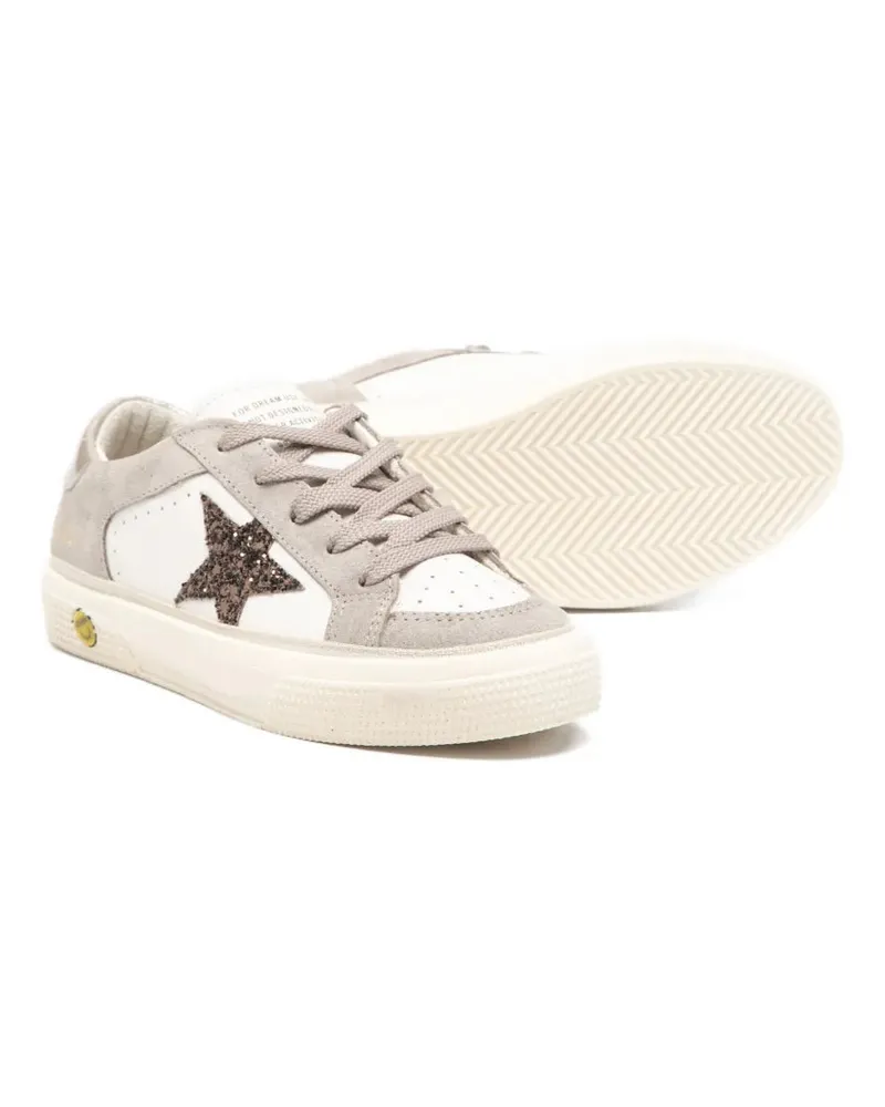Golden Goose Kids' May With Double Quarter And Toe Sneakers Ss26 Ch White