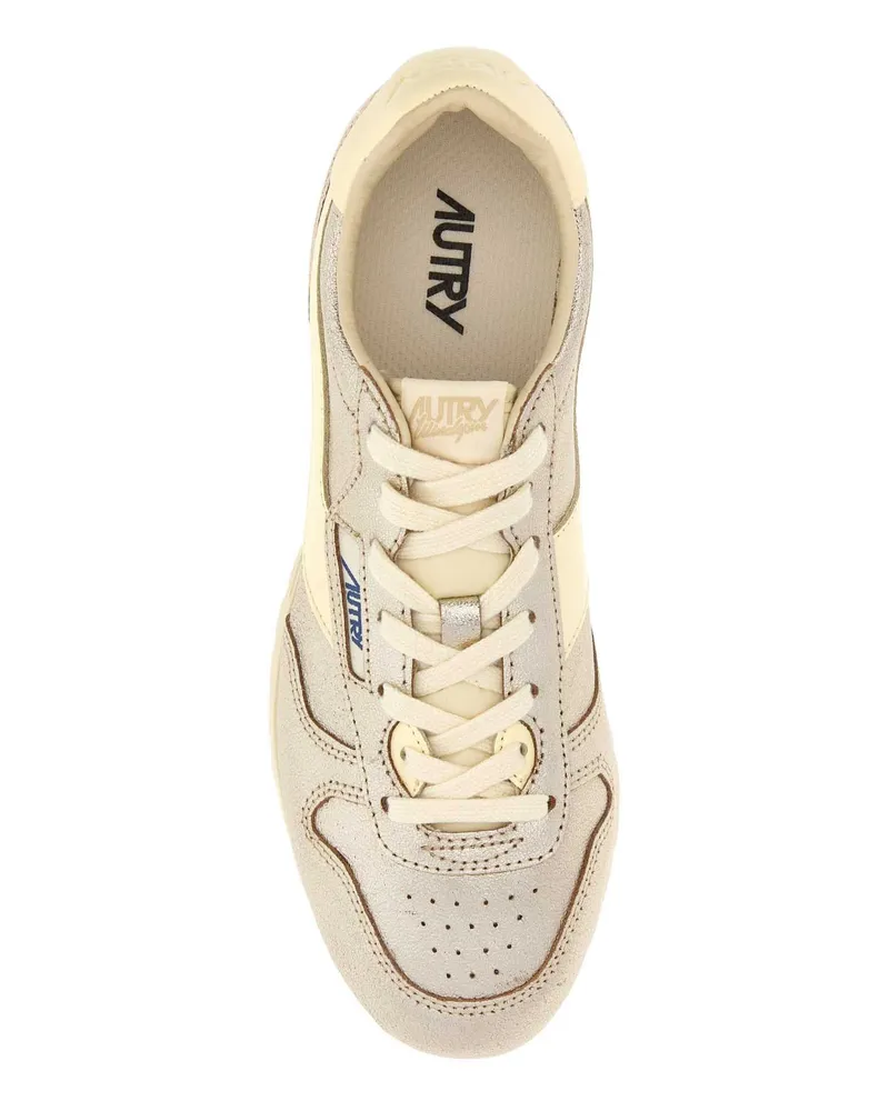 AUTRY Women's Gold Leather Windspin Sneakers Lamlealeaplatrut Gold
