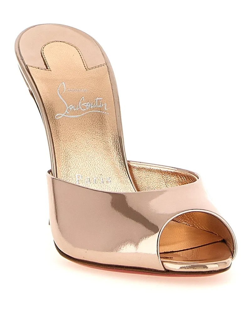 Christian Louboutin Women's Gold Calfskin Stiletto Heel Sandals Gold