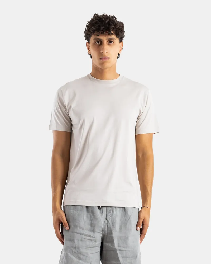 Handvaerk Men's Crew Neck Pima Cotton T-Shirt Foam White Beige T-Shirts And Polos Beige