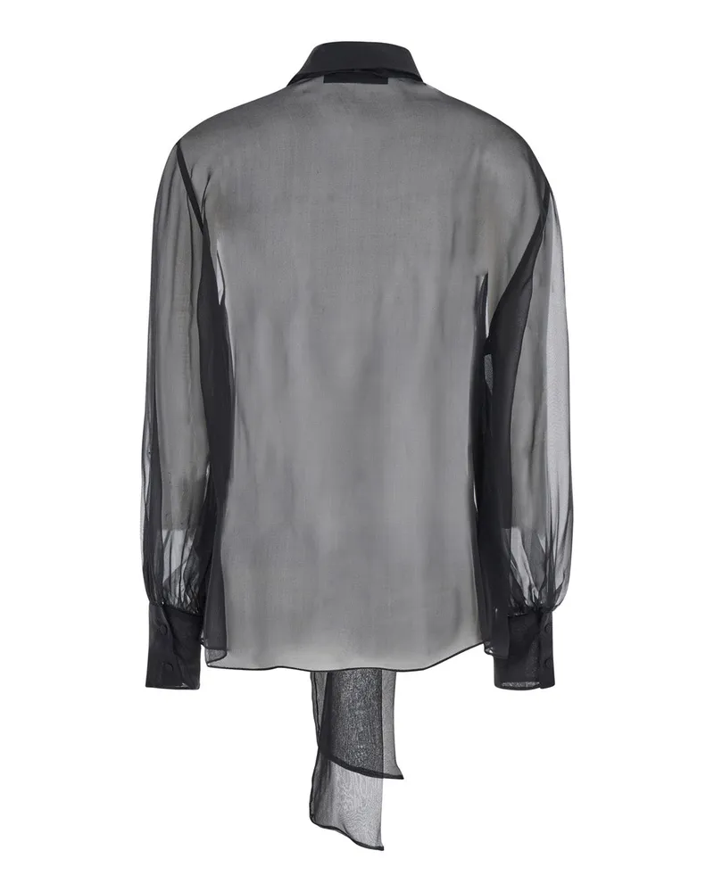 Valentino Garavani Women's Black Silk Shirt With Classic Collar Blouses Black