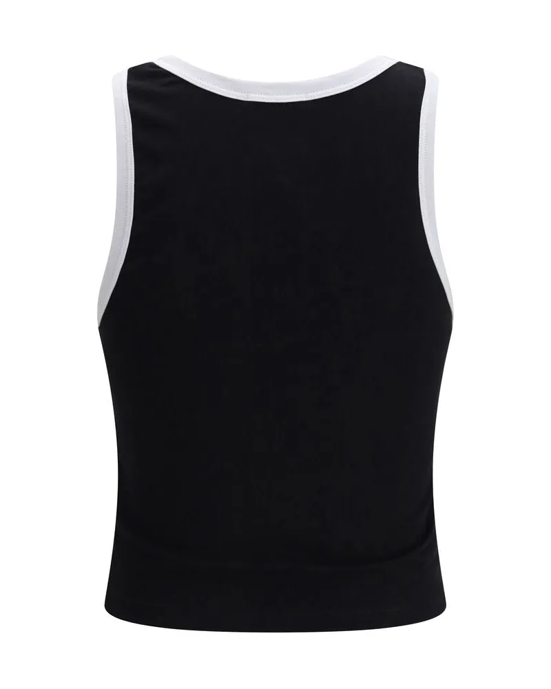 GCDS Women Black Cotton Tank Tops Black