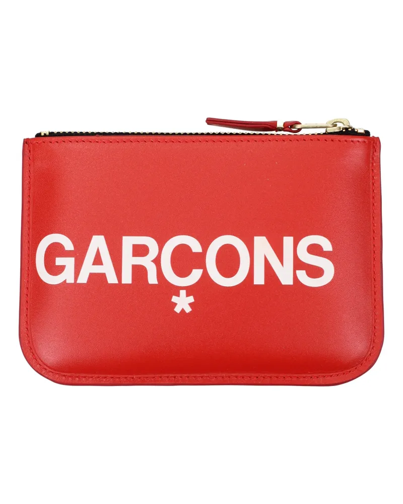Comme des Garçons Logo-Print Leather Card Case — Red Red