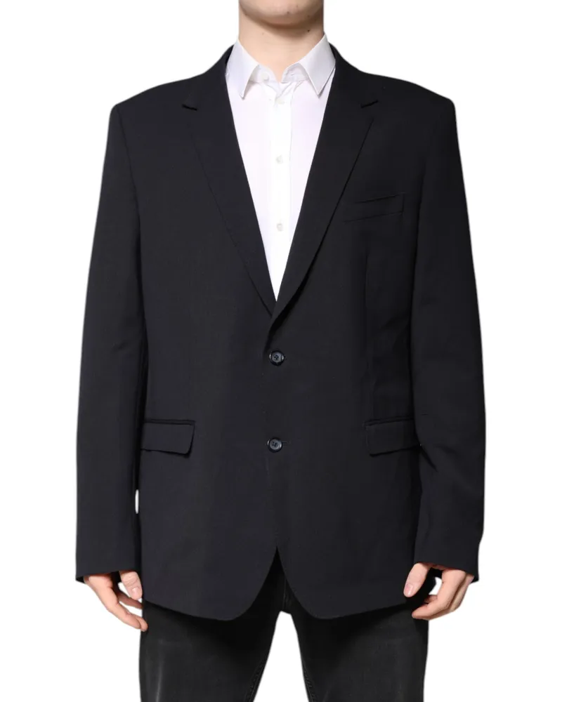 Dolce & Gabbana Men's Dark Blue Wool Single Breasted Coat Blazer Clothing Navy