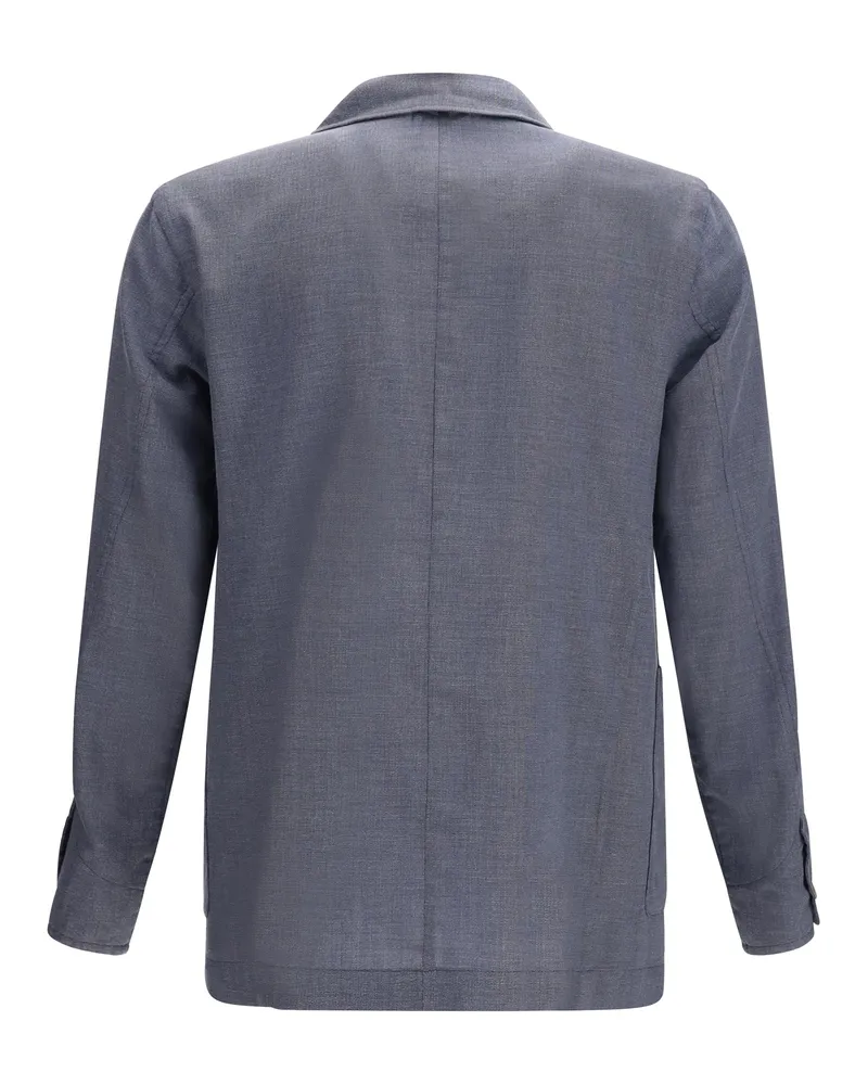 Finamore 1925 Men's Cotton And Silk Blend Jacket Solid Dark Grey Gray
