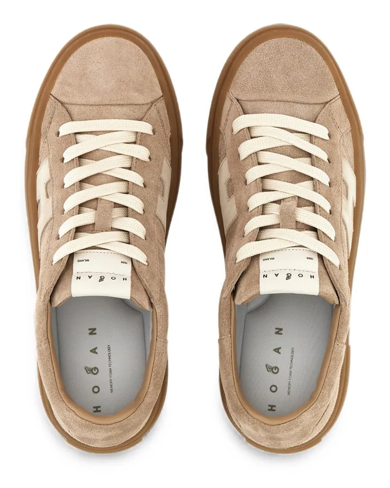 Hogan Suede H-Logo Sneakers — Beige Beige