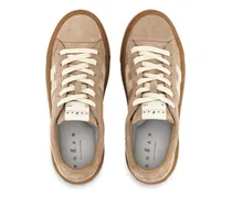 Suede H-Logo Sneakers — Beige