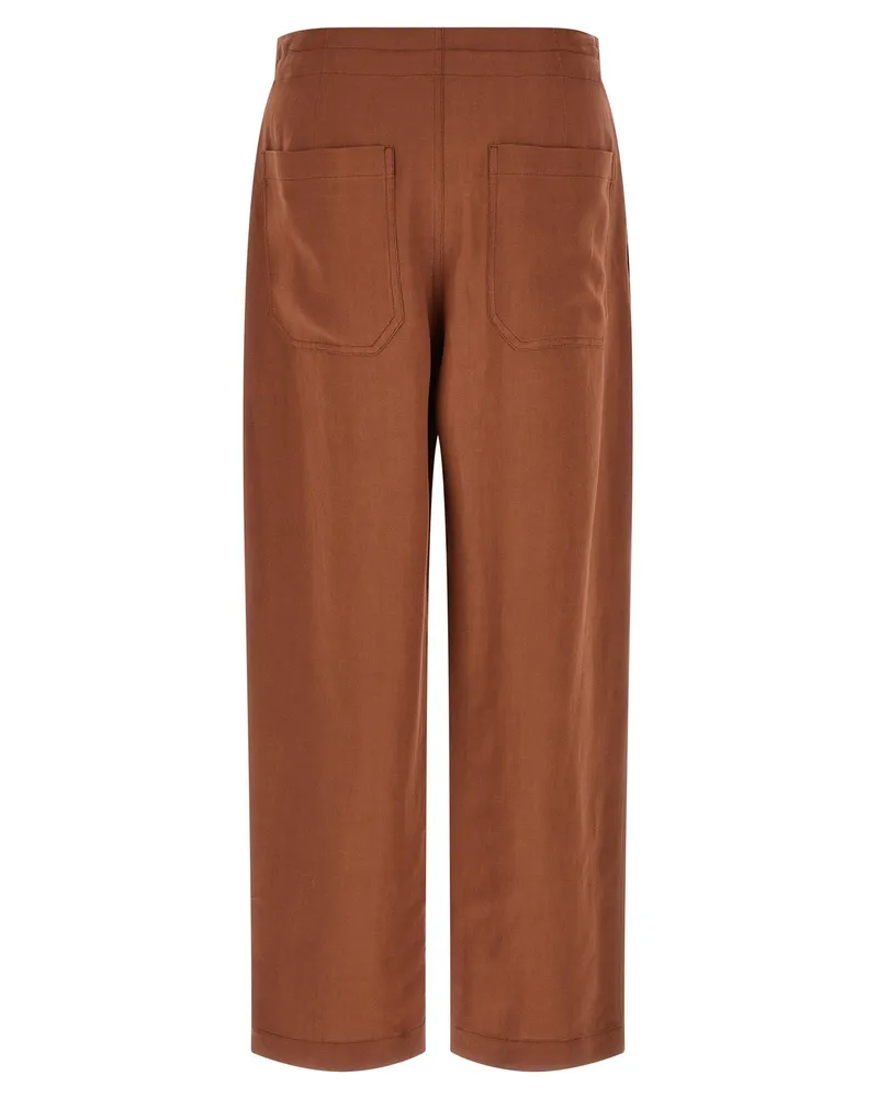 Brunello Cucinelli Viscose and Linen Tailored Track Trousers — Caramel Caramel