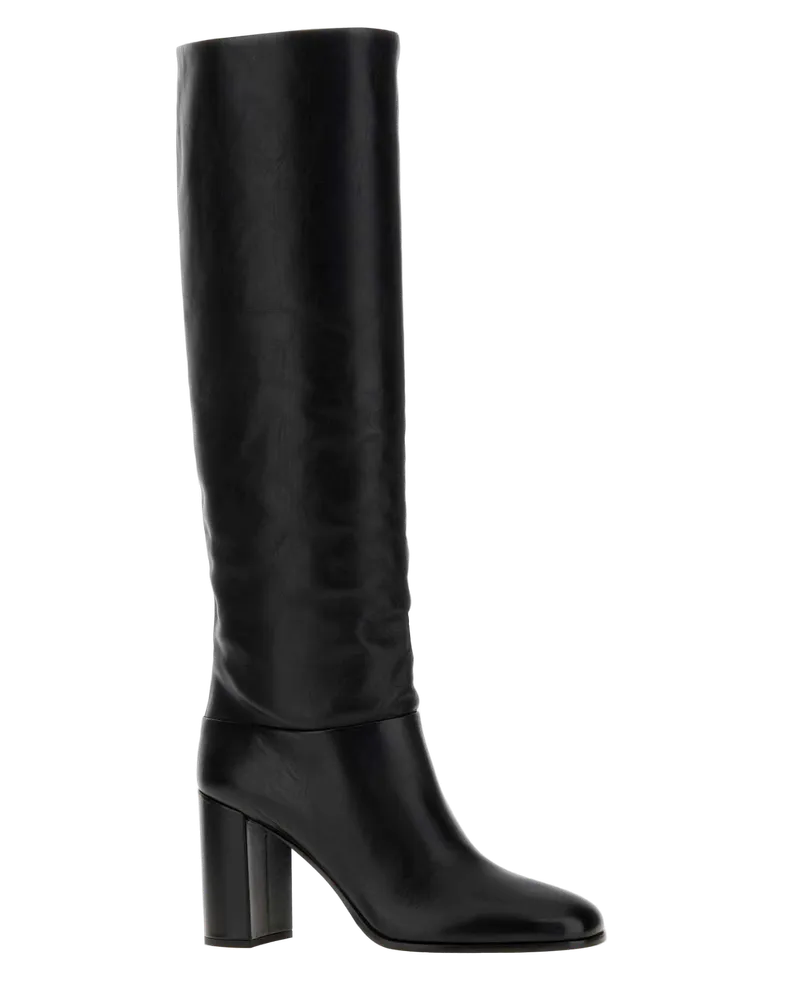 Prada Polished Leather Knee-High Boot — Black Black