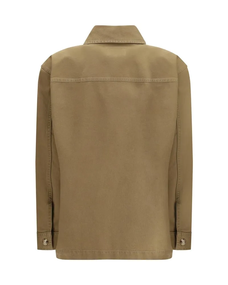 Saint Laurent Women's Bicolor Cotton Denim Jacket Clothing Beige