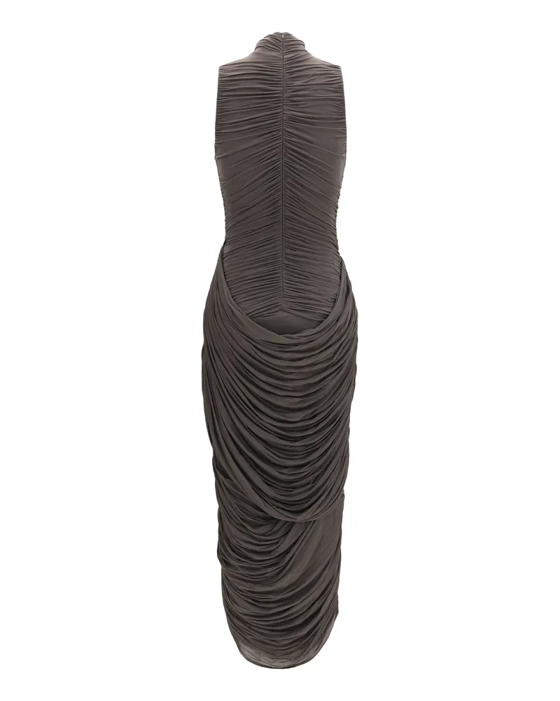 Magda Butrym Women's Draped High-Neck Midi Dress Brown Cupro; Elastane Brown