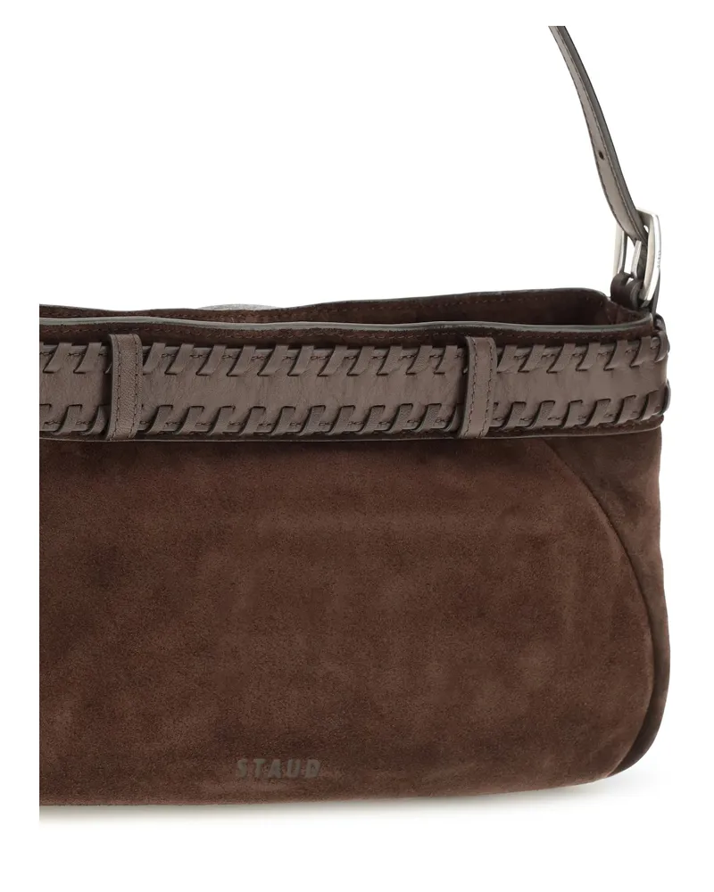 STAUD Women's Shoulder Bag Brooklyn Espresso Lamb Leather Brown