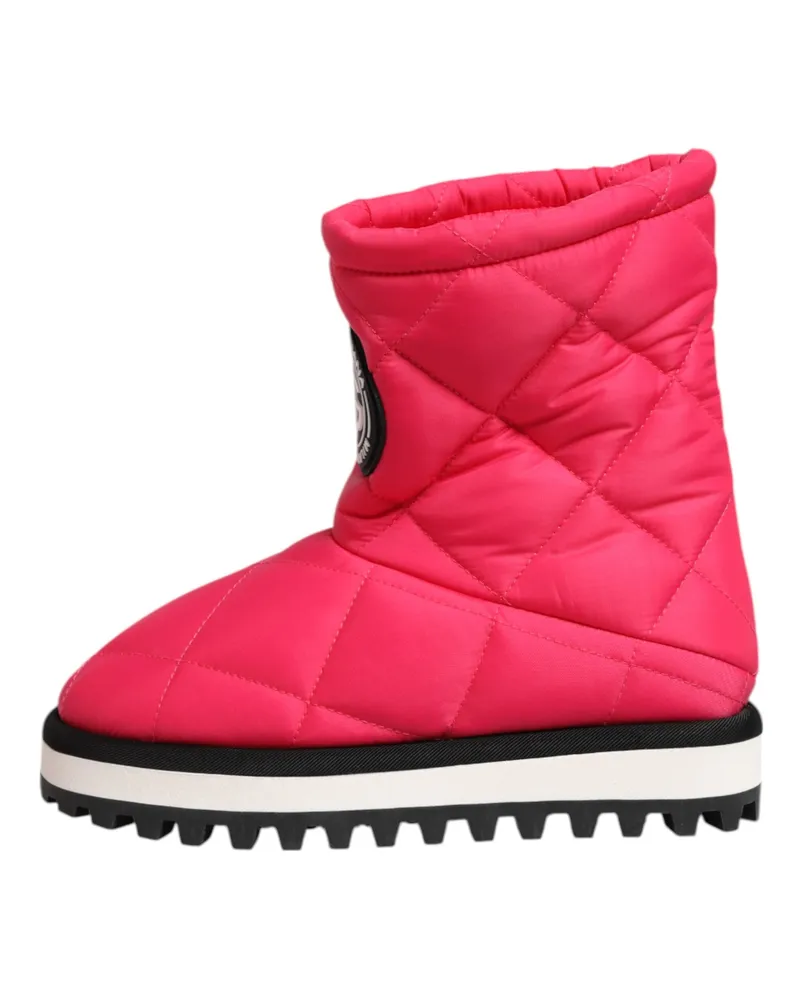 Dolce & Gabbana Women's Pink White Viscose Padded Mid Calf Boots Shoes Fuchsia Polyester Pu Pink