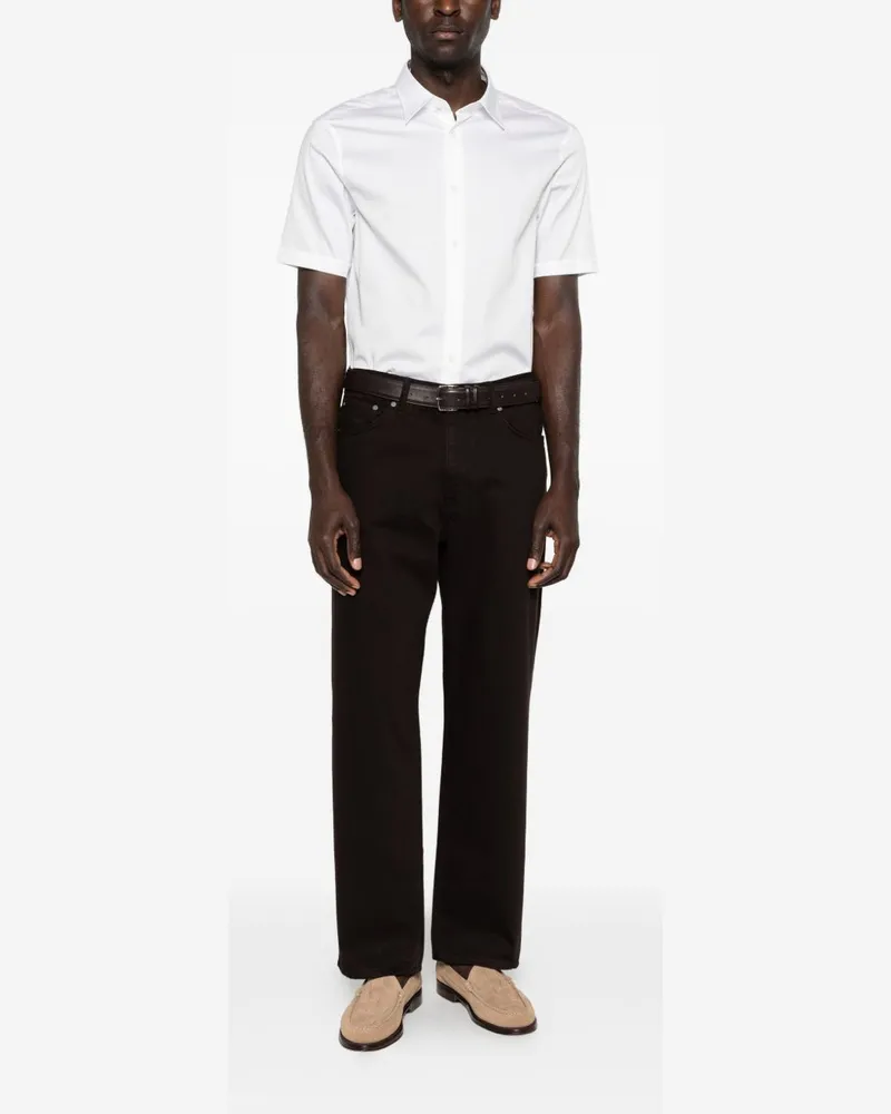 Emporio Armani Logo-Embroidered Cotton Shirt — White White