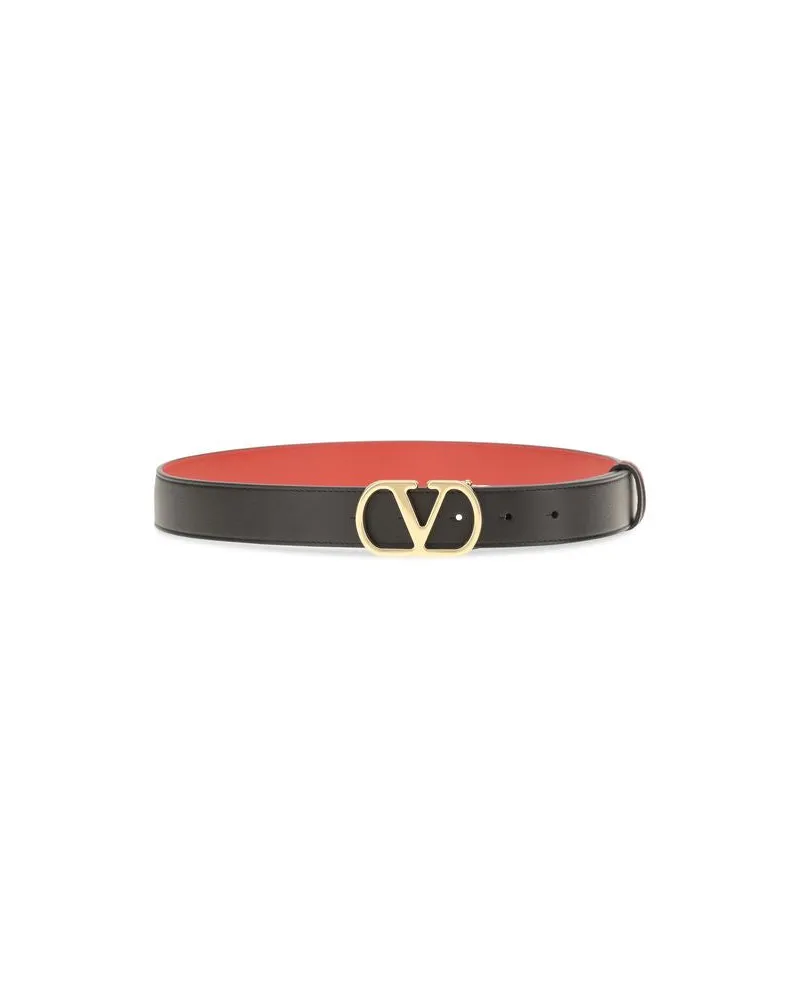 Valentino Garavani Women's Black Calf Leather Bos Taurus Regular Belt Black